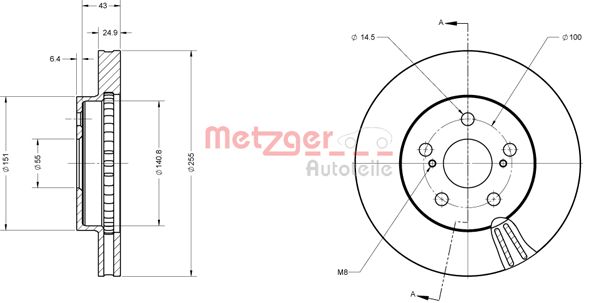 METZGER Első féktárcsa 6110819_METZ